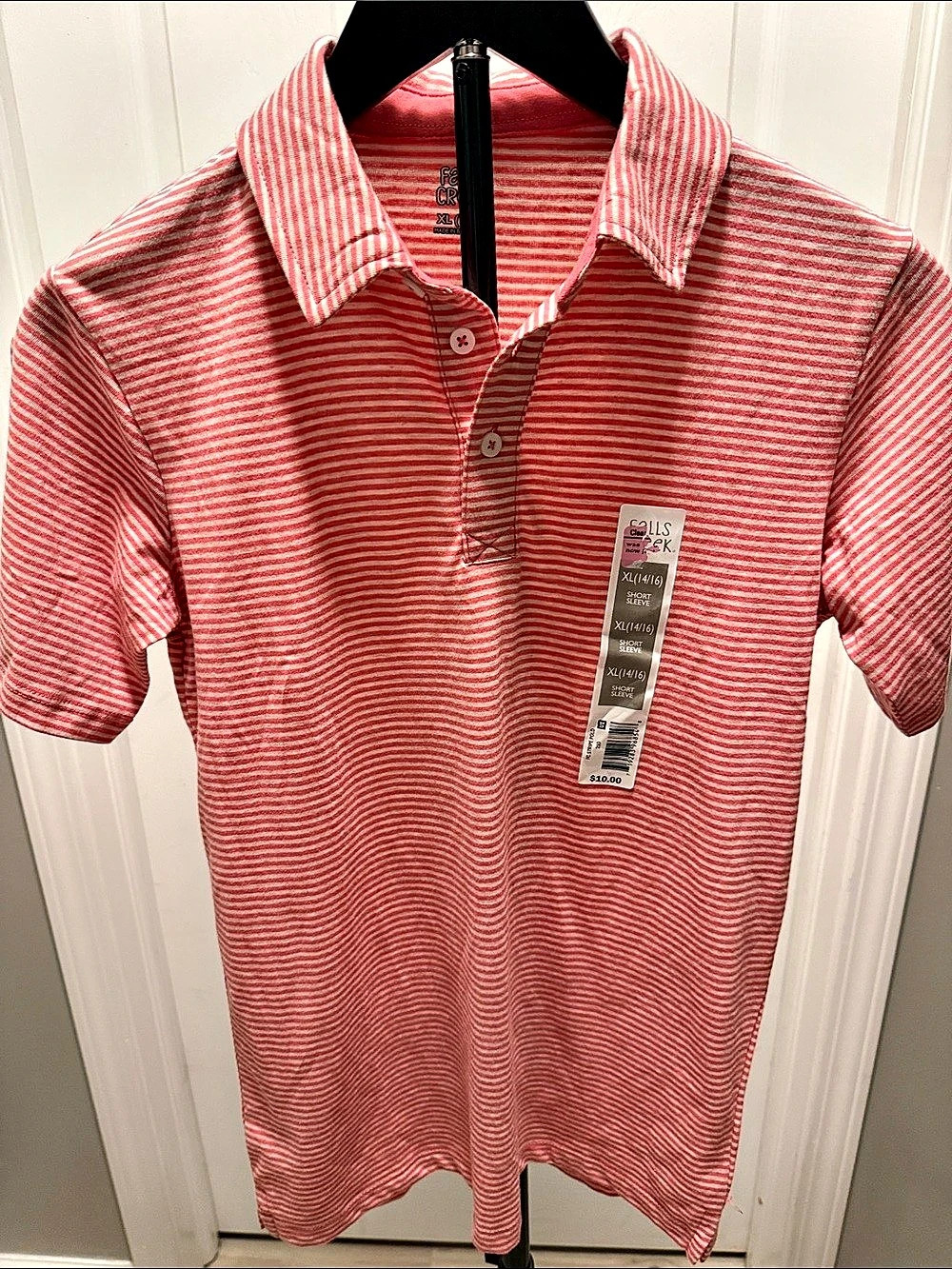 Falls Creek Striped boys Polo in Red & White Size XL NWT